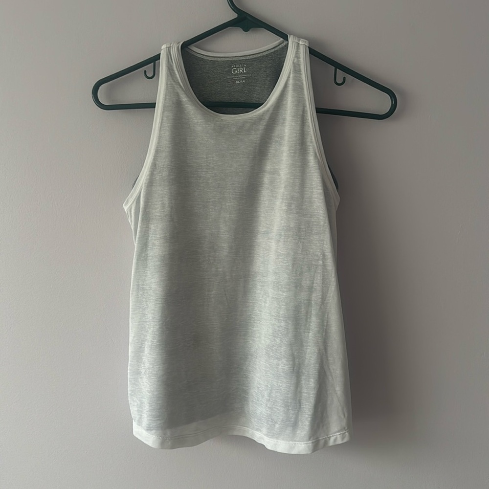 White tank top with camo bra built in- Athleta girl (size XL/14)
